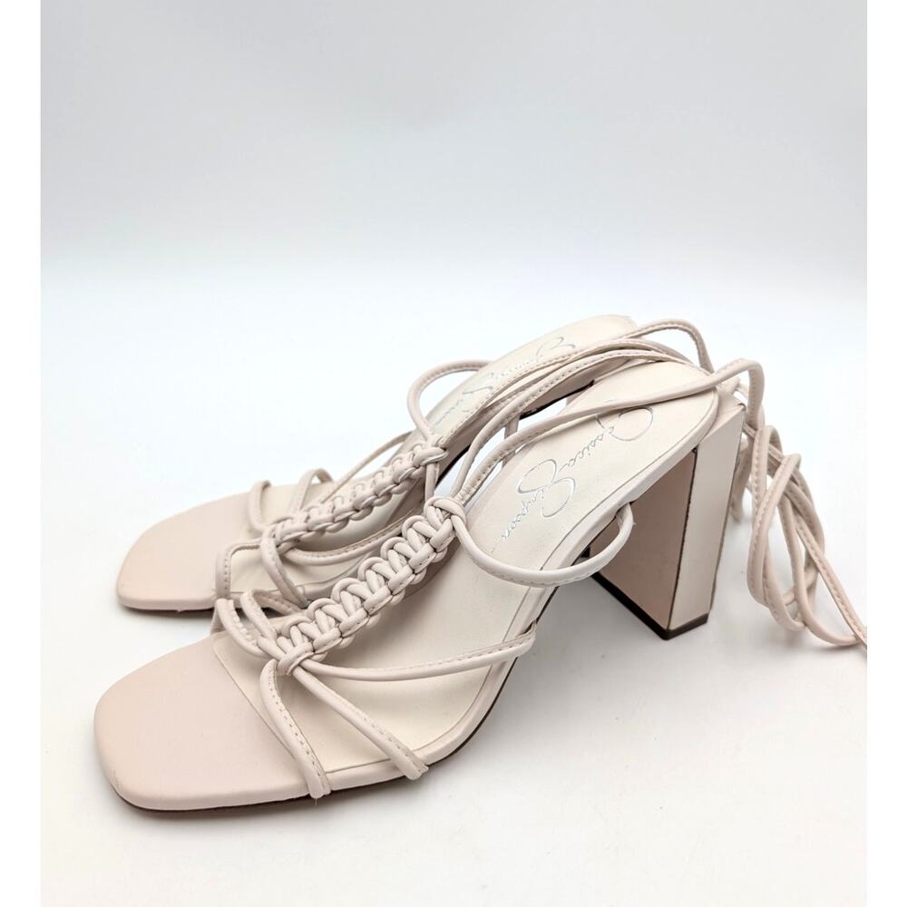 Jessica Simpson Maena Ankle Wrap Heeled Sandals Women's Ivory Size US8.5M EU39